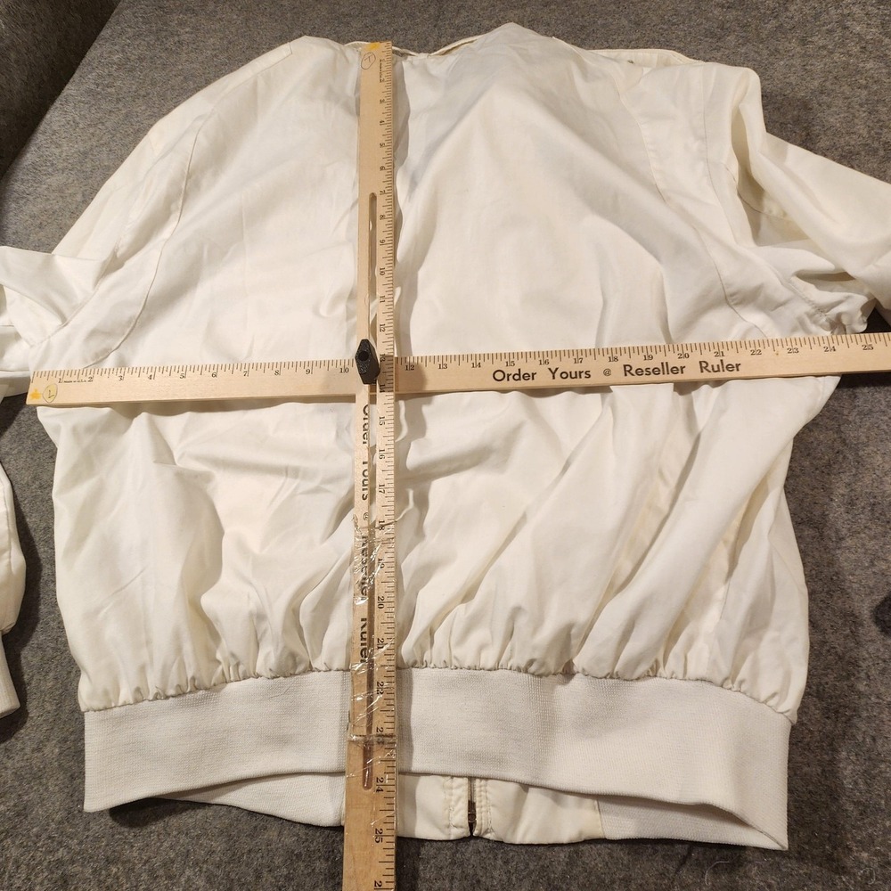 Vintage Members Only Jacket Mens 44 White Ivory Racer Bomber Epaulets Zip‎ 80s - Picture 7 of 10